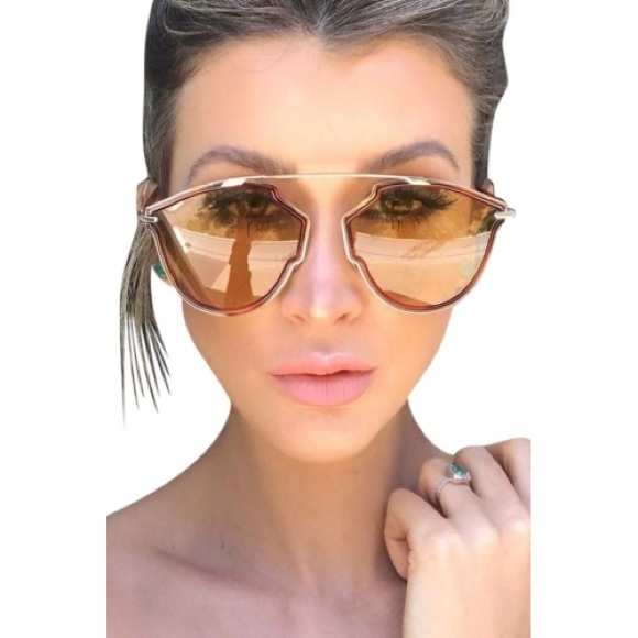 New - DIOR BUTTERFLY SUNGLASSES SOREALRISE 06J70 GOLD/HAVANA 58MM - Picture 3 of 11